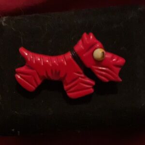 Vintage  Carved Bakelite Scotty Pin